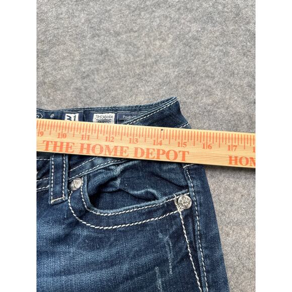 Miss Me JP536054 Skinny Jeans Women’s 31 Distressed Embellished Fleur-de-Lis - Picture 5 of 8